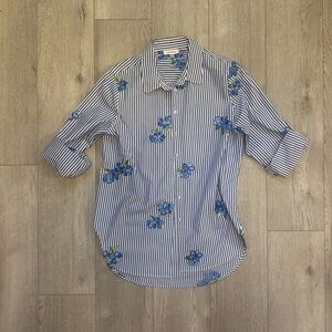 Calvin Klein Blue Striped Floral Women's Shirt